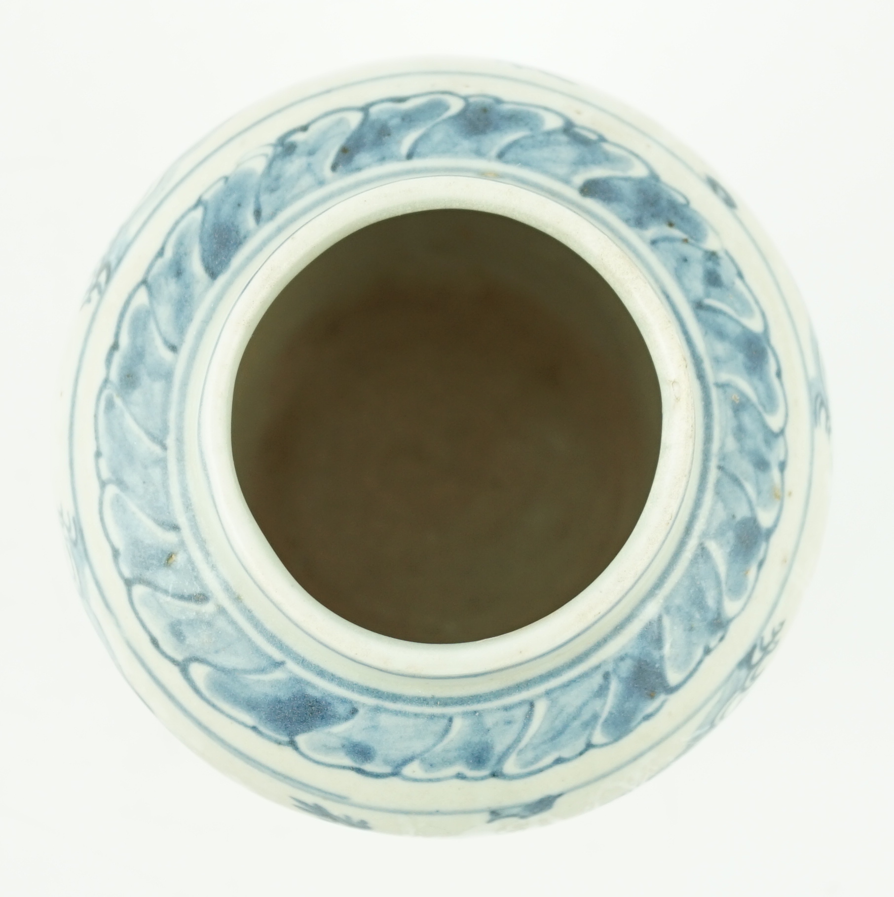 A Chinese Ming blue and white jar, late 15th century